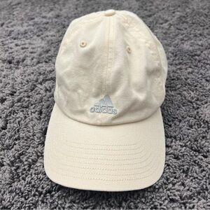 Adidas Originals Women’s Saturday Cream Hat Cap Adjustable Gray Logo OSFM EUC!